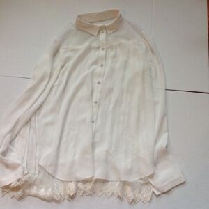 Patrizia Pepe White Lace Pleated Blouse